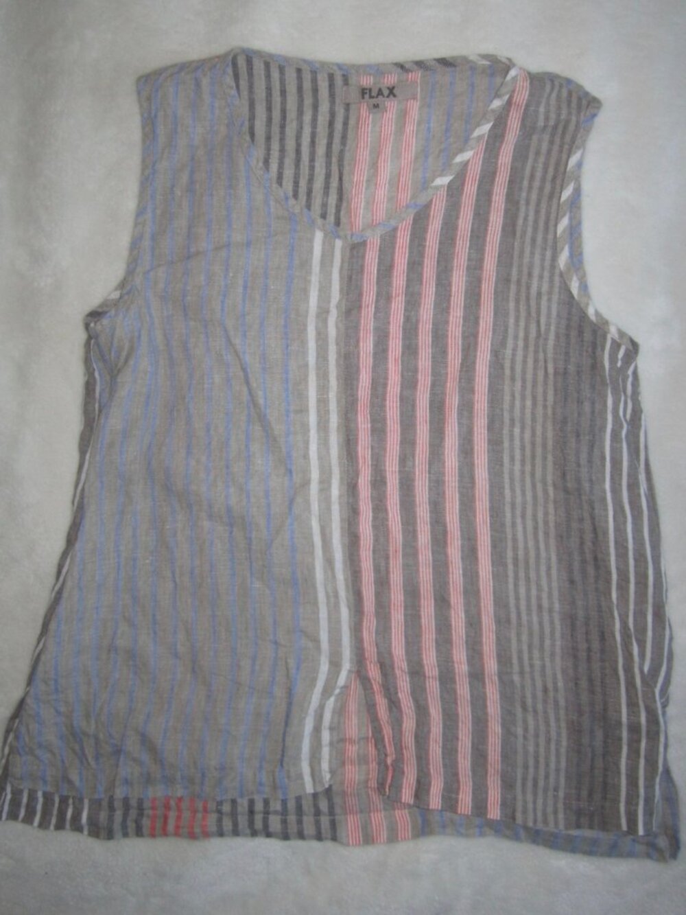 FLAX Striped Linen Sleeveless Top Shirt Women's Medium